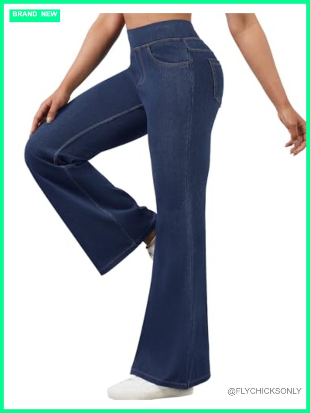 Stretchy Flare Jeans Pull On High Waist Tummy Control Bootcut